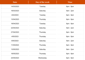 SBR Timetable